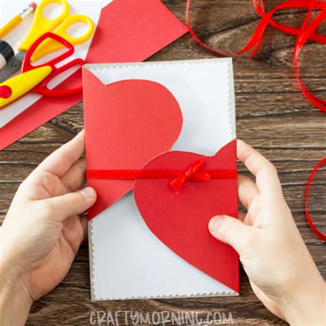 Diy Folded Heart Card Valentines Cards Valentine Day Crafts