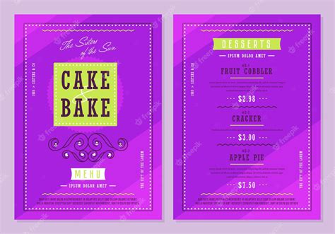 Premium Vector | Bakery sweet cake shop menu design template
