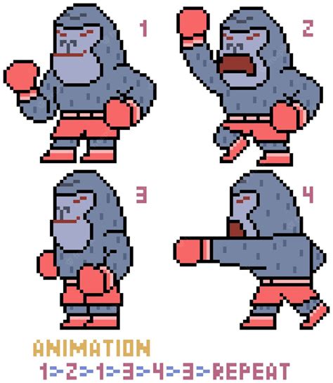 Premium Vector Pixel Art Gorilla Animation Isolated
