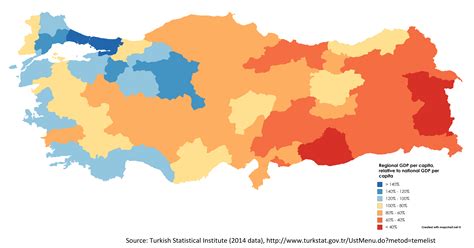Turkey Regional Gdp Per Capita Relative To National Gdp Per Capita