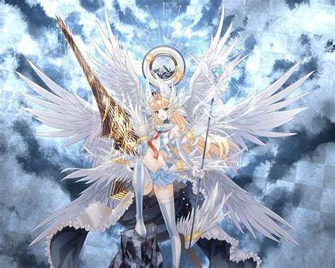 free download angel valkyrie blond cg magic wing fantasy anime spear feather hot