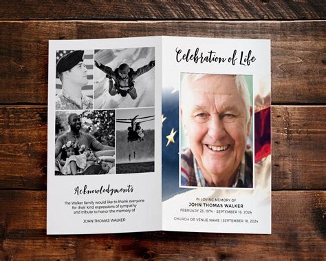 Funeral Program Template w/ FREE EDITING, Celebration of Life Obituary