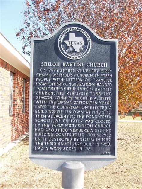 Shiloh Baptist Church Texas Historical Markers