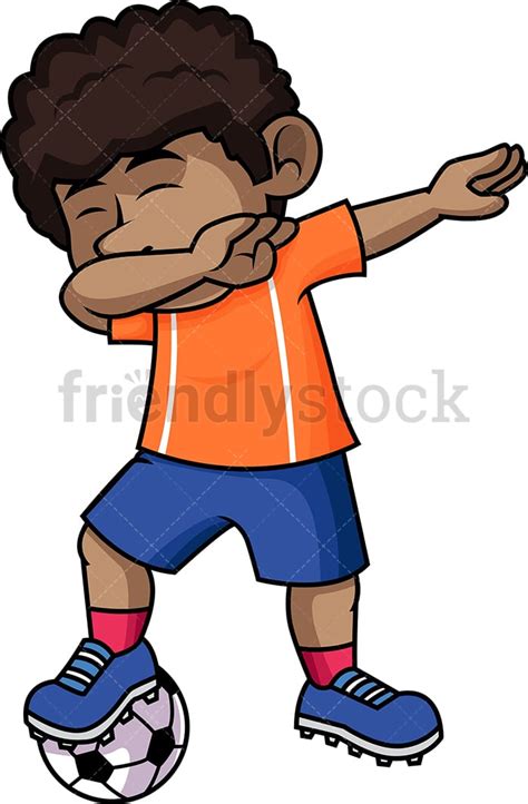 Black Soccer Boy Dabbing Cartoon Vector Clipart