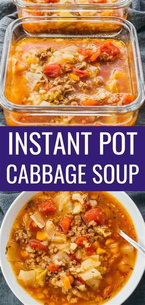 Set your instant pot to saute, normal temp. This hearty Instant Pot cabbage soup recipe with ground ...