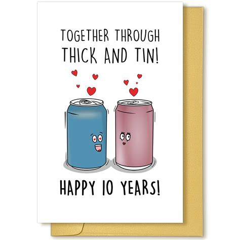 Buy Funny 10th Anniversary Card Tin Wedding Anniversary Card Happy 10 Years Anniversary Card