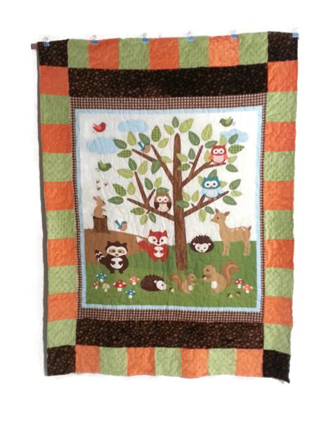 Forest Friends Finished Minkyflannel Baby Quilt Nursery Quilt