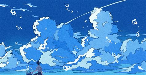 Blue Anime Aesthetic Desktop Wallpaper
