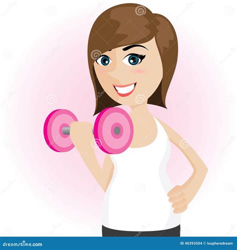 Cartoon Cute Girl With Dumbbell Stock Vector Image 40393504