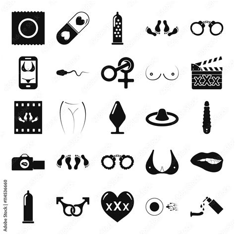 Erotic Movies Sex Simple Icon Set On Background Stock Vector Adobe Stock