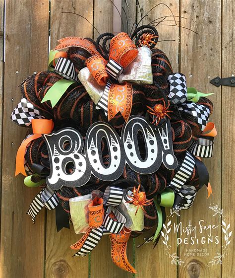 Halloween Mesh Wreath Boo Sign Wreath Fall Wreath Halloween Décor