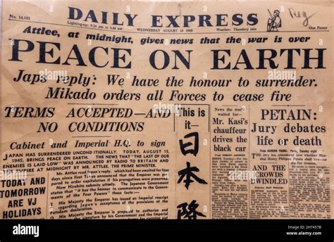 Japanese Surrender Newspaper Hi Res Stock Photography And Images Alamy