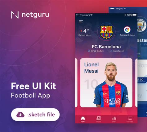 Forza football is another great football app with a ton of support for various leagues. Football App Design Free UI Kit in Sketch - FreebiesUI