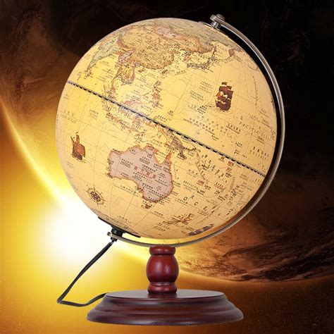 25 cm Antika Dünya Küre Masa Lambası Coğrafya Öğretim Dünya Haritası