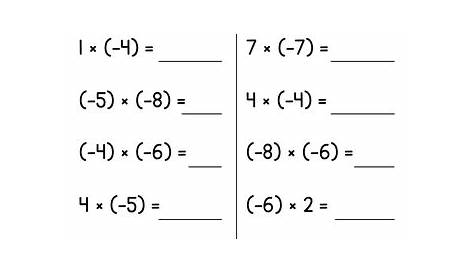multiplication of integers worksheet