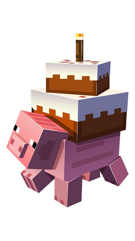 Minecraft Pig With Cake Sticker Minecraft Pig Minecraft Drawings