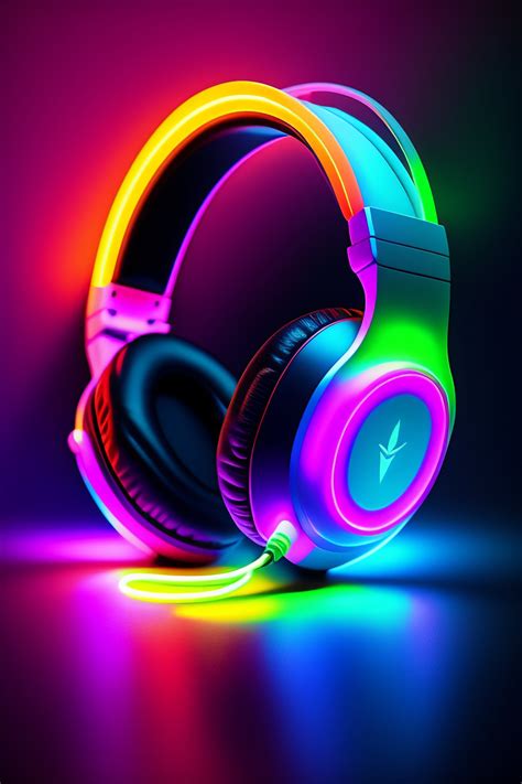 Headphones In Neon Light Background Black Picture Neon Light