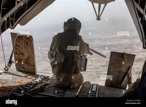 American Helicopter Door Gunner Afghanistan Stock Photo Alamy