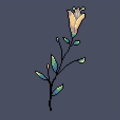 Premium Vector Yellow Flower In Pixel Art Syle