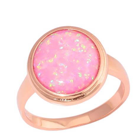 CiNily Created Pink Fire Opal Rose Gold Filling Simple Jewelry For