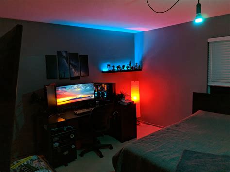 Small Gaming Bedroom Setup Game Room Ideas On A Budget Room For Gaming