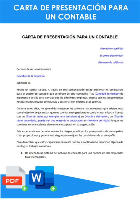 Carta De Presentación De Un Contable La Ejemplopedia