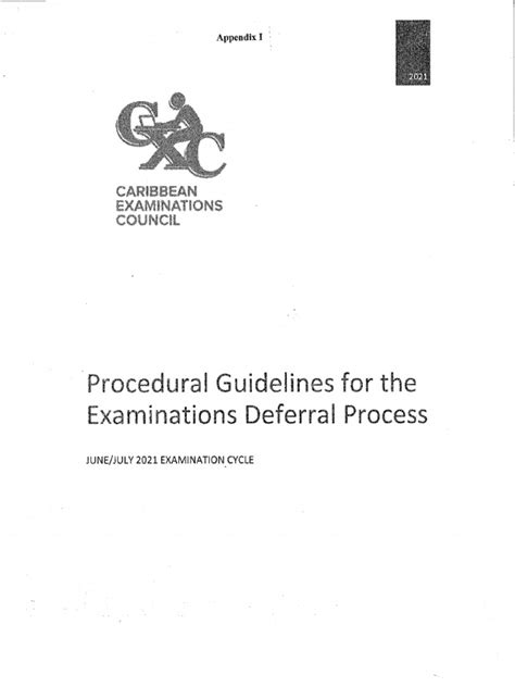 Appendix I Cxc Procedural Guidelines For The Examinations Deferral
