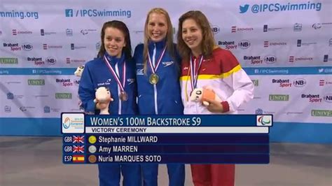 Womens 100m Backstroke S9 Victory Ceremony 2014 Ipc Swimming