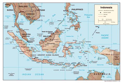 Large Detailed Political Map Of Indonesia With Relief Roads And Major