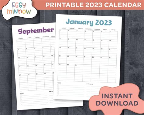 2023 Lined Monthly Calendar Printable 2023 Calendar 85x11 Etsy