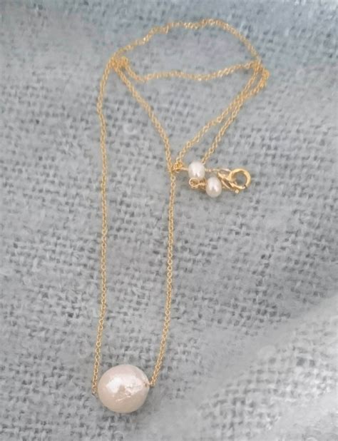 Large Baroque Pearl Necklace In K Gold Fill June Birthday Gift For Her