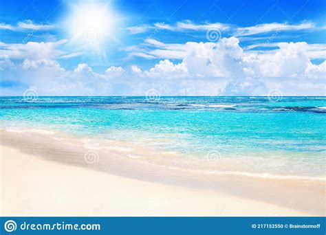 Beautiful Tropical Sand Beach Exotic Island Landscape Turquoise Sea