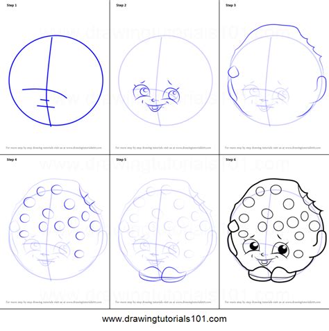 how to draw kooky cookie from shopkins printable step by step drawing sheet