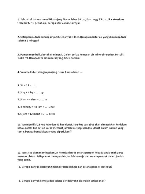 Soal cerdas cermat matematika tingkat smk. Soal Cerdas Cermat Matematika SD