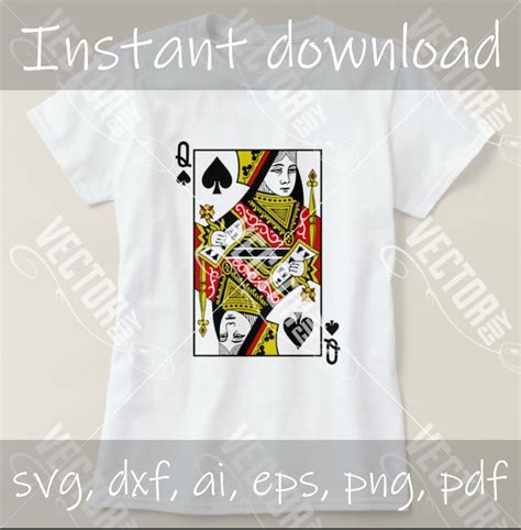 Queen Of Spades Playing Cards Vector File Svg Instant Etsy