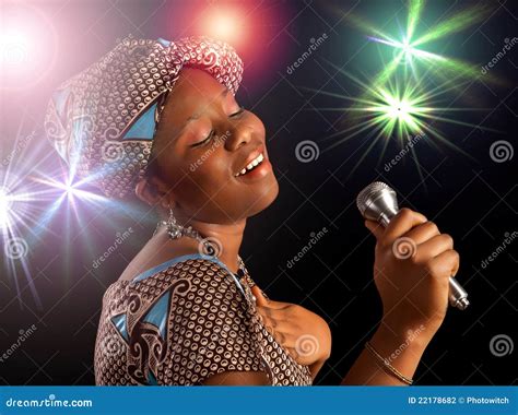 African American Young Woman Singing With Microphone Isolated On 3e4