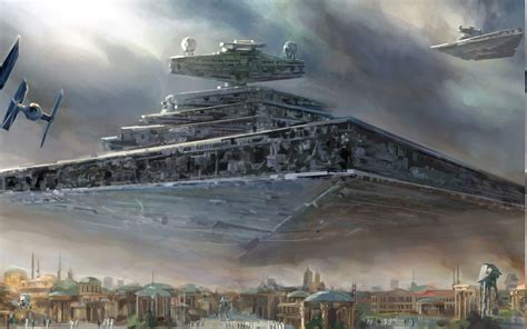 Star Wars Star Destroyer Spaceship Tie Fighter Painting Wallpapers