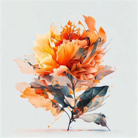 Premium Photo Abstract Double Exposure Watercolor Orange Flower