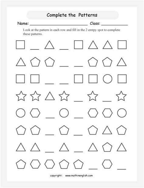 Sequence And Patterns Worksheets Pattern Worksheet 2nd Grade