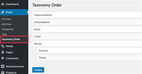 Implementation of a user interface to order the contents of a taxonomy · register a new page on the wordpress dashboard · implement the function . How to Change the Category Order in WordPress - WP Frank Blog