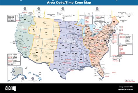 Area Codes And Time Zones Us Stock Photo Alamy