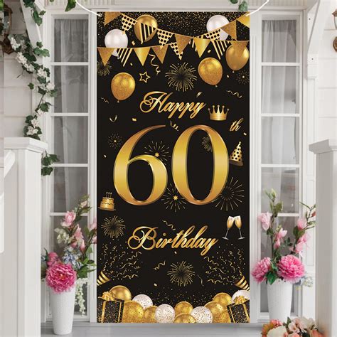 Buy 60th Birthday Banner For Men Black Gold 60th Birthday Party