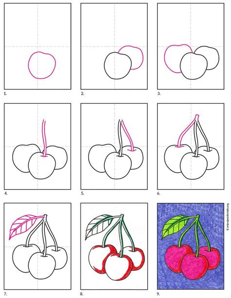 Easy How To Draw Cherries Tutorial · Art Projects For Kids