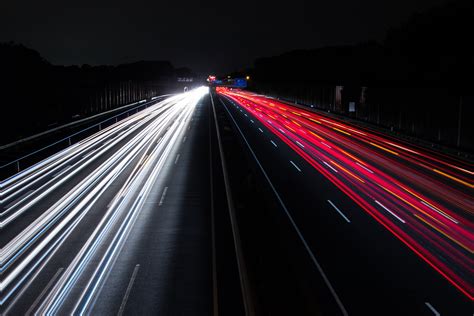 Free Photo Light Trails On Highway At Night Action Light Streaks