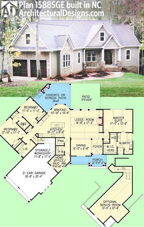 The terrace is covered with boards. Plan 15885GE: Affordable Gable Roofed Ranch Home Plan ...