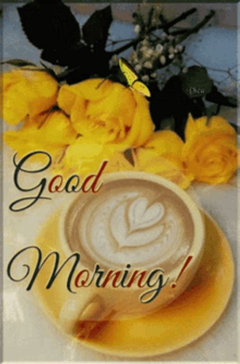 Good Morning Yellow Roses Flowers And Coffee Latte 
