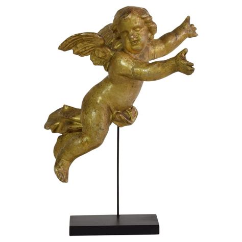 18th Century Hand Carved Wooden Painted Angel At 1stdibs