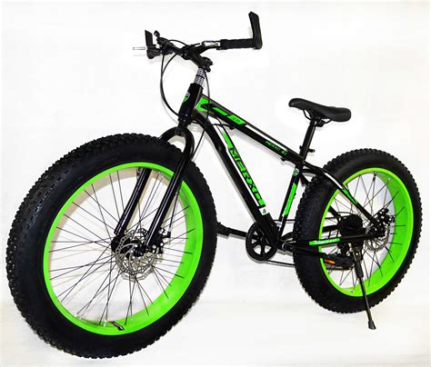 Large Tire Heavy Duty Fat Wheel Mountain Bike Premium Green And Black B