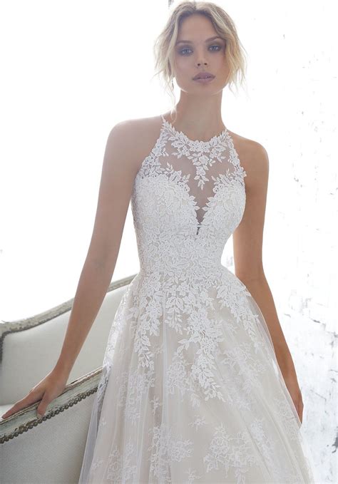 Af Couture By Morilee 1702 Kayleigh Lace Halter Ball Gown Wedding Dress