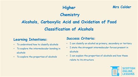 Scottish Online Lessons Classification And Properties Of Alcohols